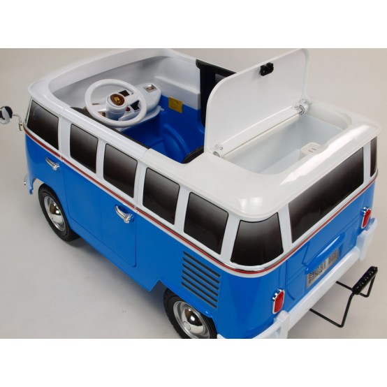 Dvoumístný Volkswagen Transporter Samba Bus s 2.4G dálkovým ovládáním, USB, TF, MP3, MODRÝ